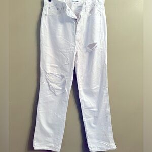 Pistola wide leg distressed white jeans size 27